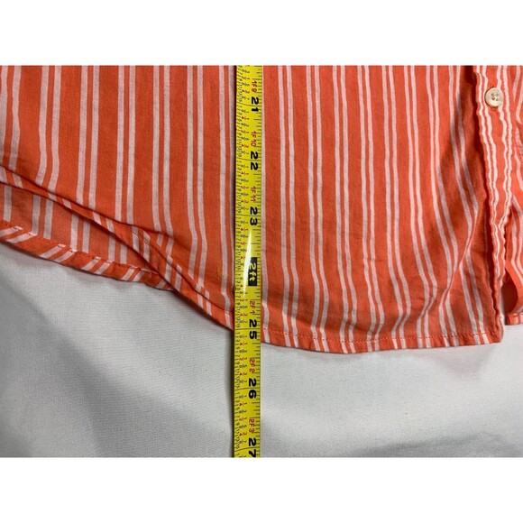 Lauren Ralph Lauren Camp Shirt Womens L Orange & White Stripe Roll Tab - Picture 6 of 8